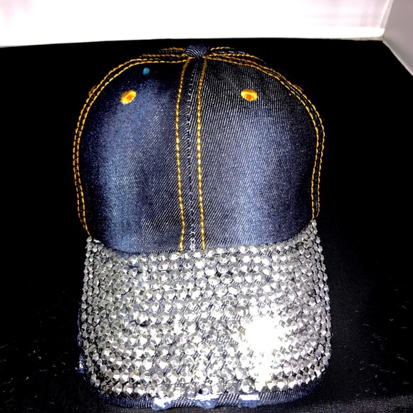 CSI Accessories - Denim Rhinestone Baseball Cap